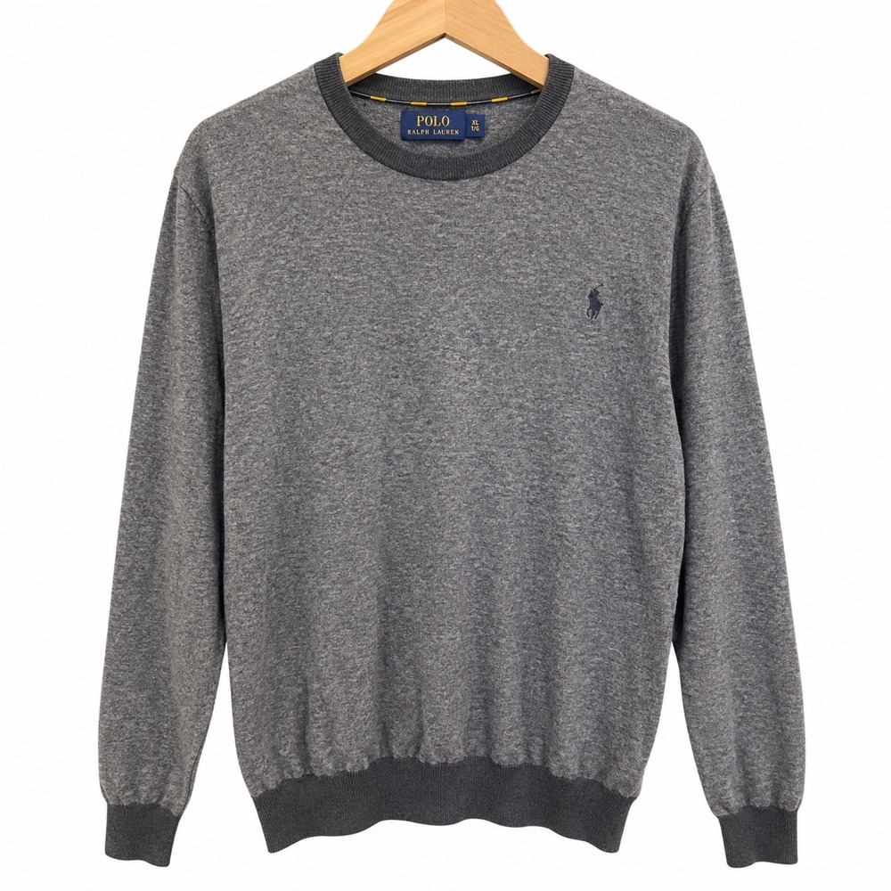 Polo Ralph Lauren Mens XL Gray Heather Pima Cotton Crewneck Sweater Pony Logo